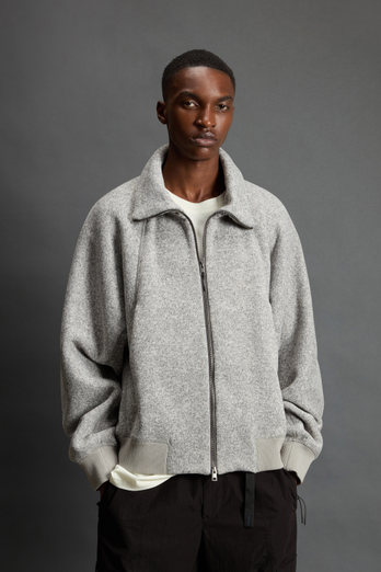 Full-Zipper Sweatshirt with Stand-Up Collar in Recycled Sherpa by Todd Snyder Gray photo 1 | Woolrich