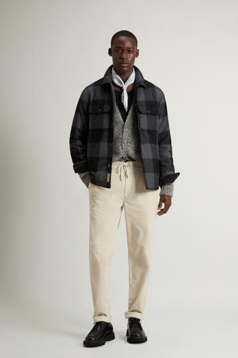 Alaskan Check Overshirt in Recycled Italian Wool Blend Black photo 1 | Woolrich