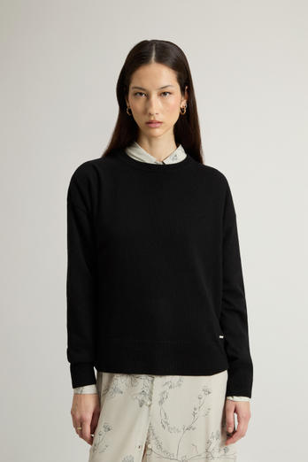 Crewneck Sweater in Virgin Wool and Cashmere Blend Black photo 1 | Woolrich