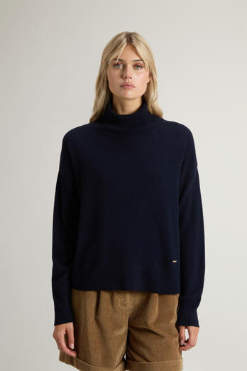 Turtleneck Sweater in Virgin Wool and Cashmere Blend Blue photo 1 | Woolrich