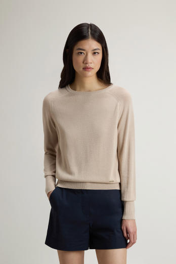 Crewneck Sweater in Cotton Blend Beige photo 1 | Woolrich