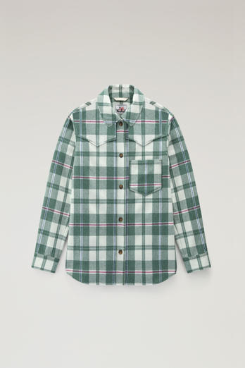Western Check Overshirt in Wool Blend Flannel Green photo 1 | Woolrich