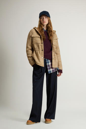 Overshirt with Hood in Italian Wool Blend Beige photo 1 | Woolrich