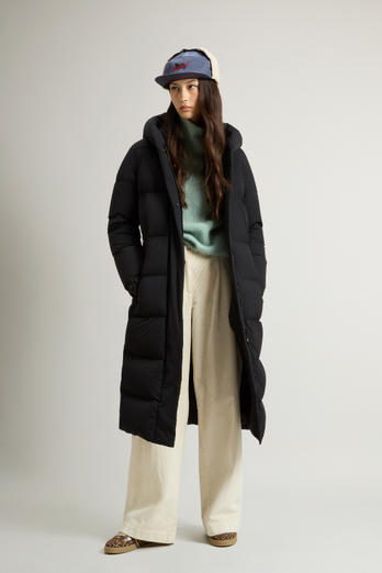 Long Cloud Down Jacket in Stretch Nylon with Matte Finish Black photo 1 | Woolrich
