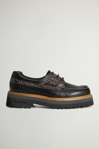 Rock Loafers in Calfskin Leather with Printed Inserts Black photo 1 | Woolrich